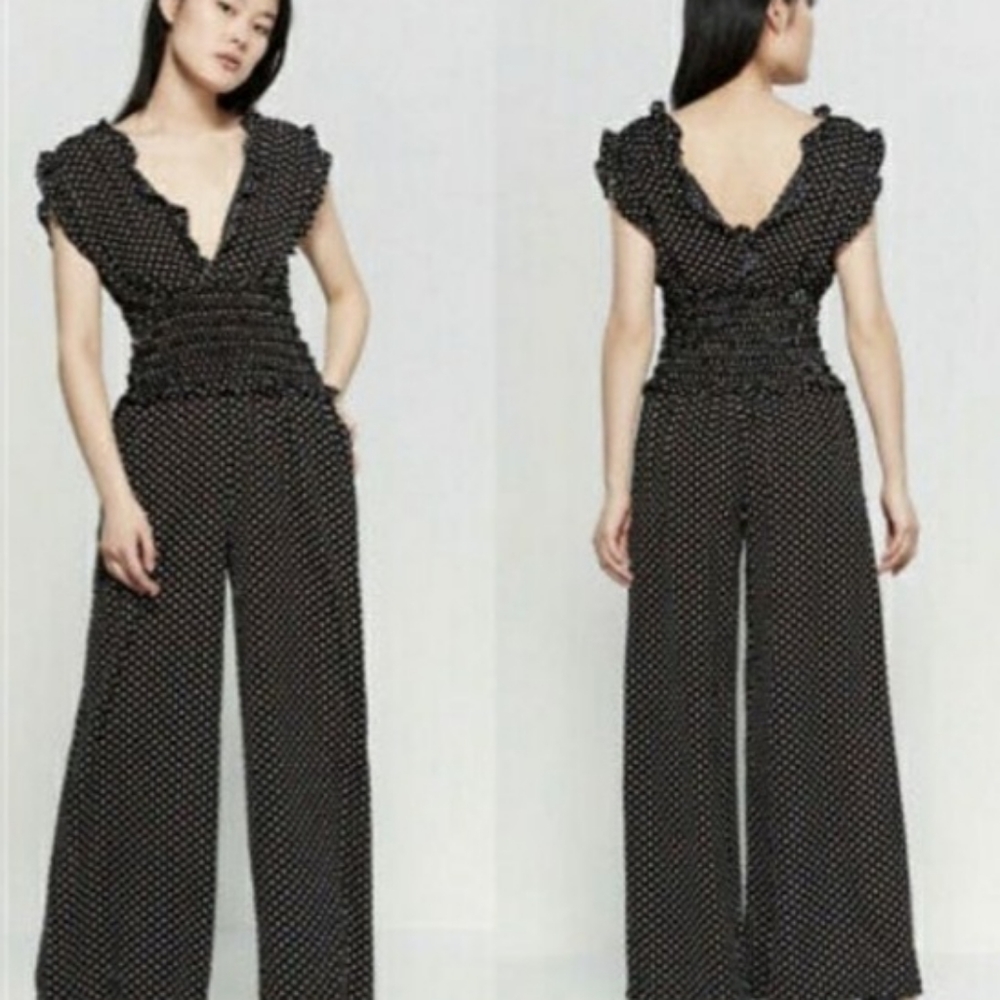MAX STUDIO NWT Black & White Polka Dot Jumpsuit Size M